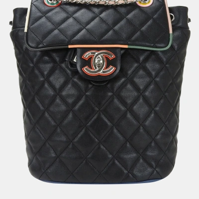 Pre-owned Chanel Black Lambskin Quilted Cuba Urban Spirit Backpack