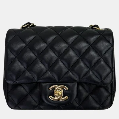 Pre-owned Chanel Black Lambskin Square Mini Shoulder Bag