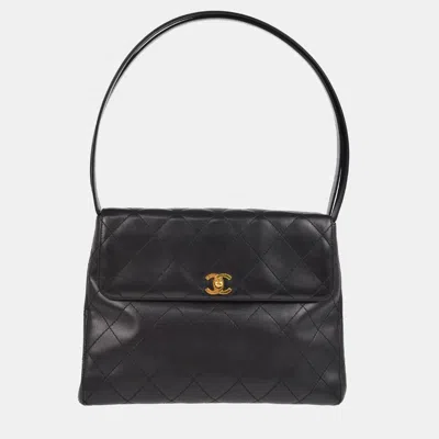 Pre-owned Chanel Black Lambskin Straight Flap Shoulder Bag