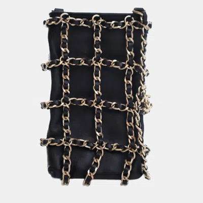 Pre-owned Chanel Black Lambskin Tech Me Out Clutch With Chain