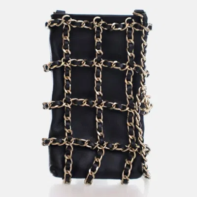 Pre-owned Chanel Black Lambskin Tech Me Out Clutch With Chain