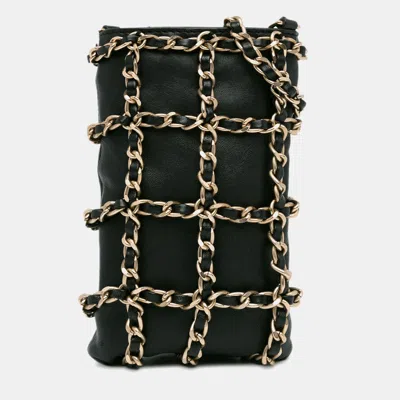 Pre-owned Chanel Black Lambskin Tech Me Out Clutch With Chain