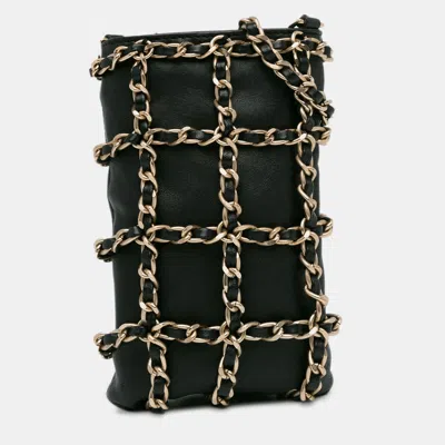 Pre-owned Chanel Black Lambskin Tech Me Out Clutch With Chain