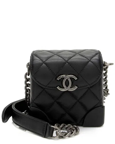 Pre-owned Chanel Black Lambskin Trunk Shoulder Bag (authentic Pre-loved)