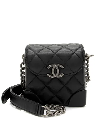 Pre-owned Chanel Black Lambskin Trunk Shoulder Bag (authentic Pre-loved)