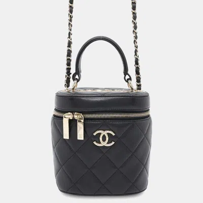 Pre-owned Chanel Black Matelasse Lambskin Coco Mark Vanity Chain Shoulder Bag
