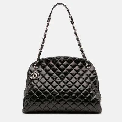 Pre-owned Chanel Black Large Aged Calfskin Just Mademoiselle Bowling Bag