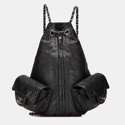 Pre-owned Chanel Black Large Calfskin Backpack Is Back