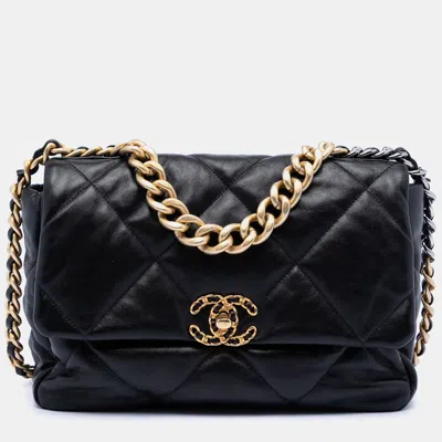 Pre-owned Chanel Black Large Lambskin 19 Flap