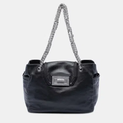 Pre-owned Chanel Black Large Lambskin Mademoiselle Lock Jewelry Chain Tote