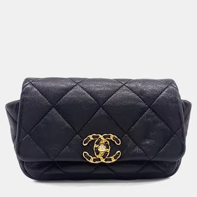 Pre-owned Chanel Black Leather 19 Belt Bag