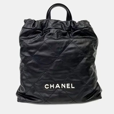 Pre-owned Chanel Black Leather 22 Backpack