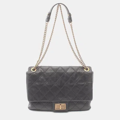 Pre-owned Chanel Black Leather 2.55 Matelasse Shoulder Bag