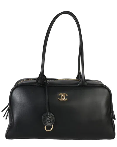 Pre-owned Chanel Black Leather 26p Large Bowling Bag (authentic Pre-loved)