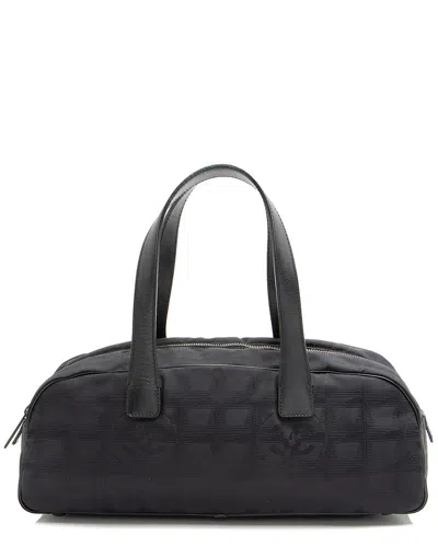 Pre-owned Chanel Black Leather & Nylon Travel Ligne Satchel (authentic Pre-loved)