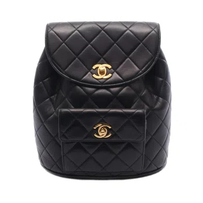 Pre-owned Chanel Black Leather Backpack Handbag ()