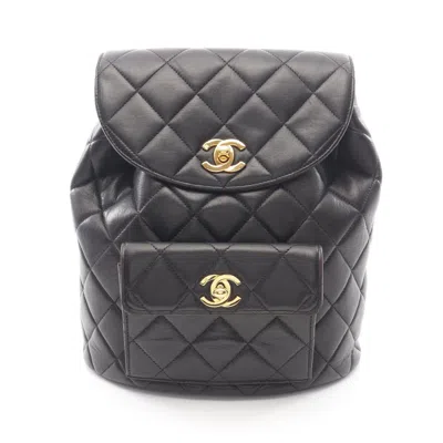 Pre-owned Chanel Black Leather Backpack Handbag ()
