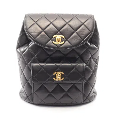 Pre-owned Chanel Black Leather Backpack Handbag ()