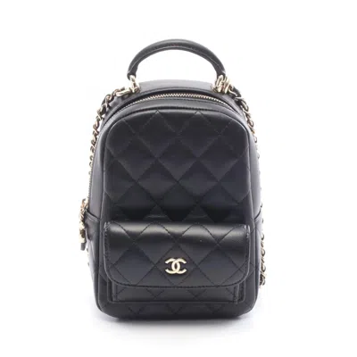 Pre-owned Chanel Black Leather Backpack Handbag ()