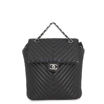 Pre-owned Chanel Black Leather Backpack Handbag ()