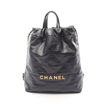 Pre-owned Chanel Black Leather Backpack Handbag ()
