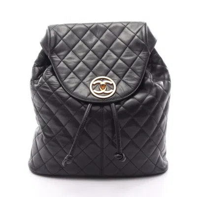Pre-owned Chanel Black Leather Backpack Handbag ()