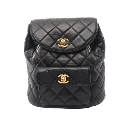 Pre-owned Chanel Black Leather Backpack Handbag ()
