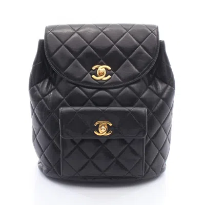 Pre-owned Chanel Black Leather Backpack Handbag ()