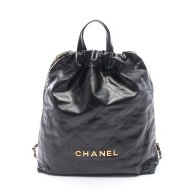 Pre-owned Chanel Black Leather Backpack Handbag ()