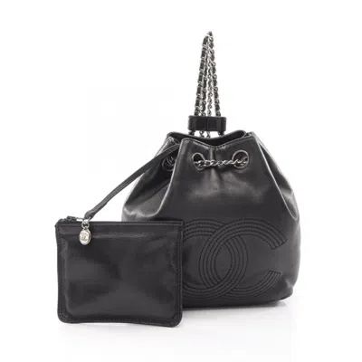 Pre-owned Chanel Black Leather Backpack Handbag ()