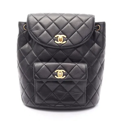 Pre-owned Chanel Black Leather Backpack Handbag ()