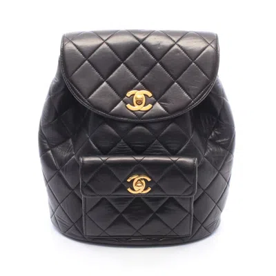 Pre-owned Chanel Black Leather Backpack Handbag ()