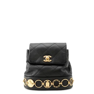 Pre-owned Chanel Black Leather Backpack Handbag ()