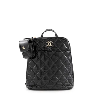 Pre-owned Chanel Black Leather Backpack Handbag ()