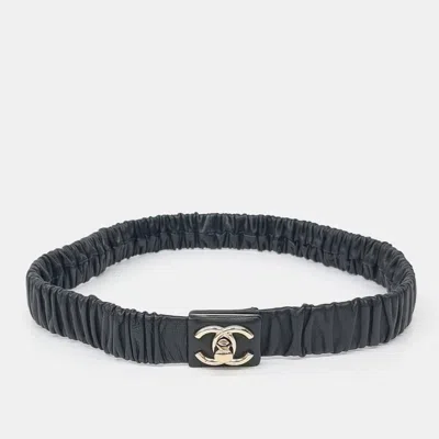 Pre-owned Chanel Black Leather Banding Belt
