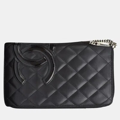 Pre-owned Chanel Black Leather Cambon Wallet