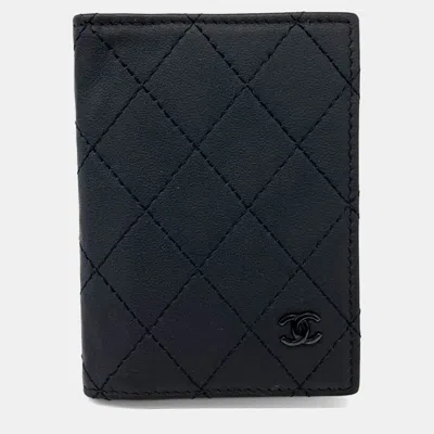 Pre-owned Chanel Black Leather Card Wallet