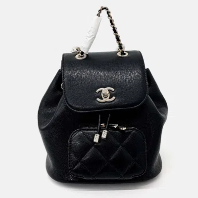 Pre-owned Chanel Black Leather Caviar Business Affinity Backpack