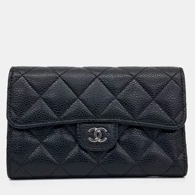 Pre-owned Chanel Black Leather Caviar Medium Wallet
