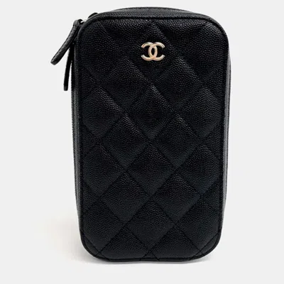 Pre-owned Chanel Black Leather Caviar Mini Crossbody Bag