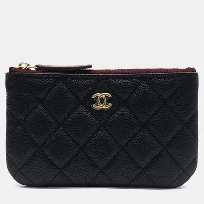 Pre-owned Chanel Black Leather Caviar Mini Pouch