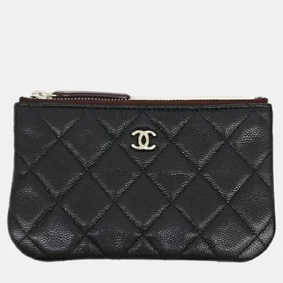 Pre-owned Chanel Black Leather Caviar Mini Pouch