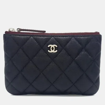 Pre-owned Chanel Black Leather Caviar Pouch