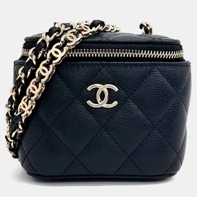 Pre-owned Chanel Black Leather Caviar Vanity Mini Chain Crossbody Bag