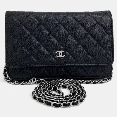 Pre-owned Chanel Black Leather Caviar Woc Mini Crossbody Bag