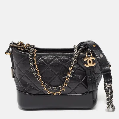 Pre-owned Chanel Black Leather Cc Gabrielle Small Hobo