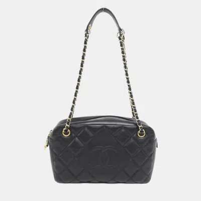 Pre-owned Chanel Black Leather Cc Line Shoulder Bag