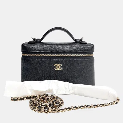 Pre-owned Chanel Black Leather Chain Cosmetic Case