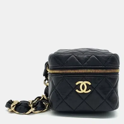 Pre-owned Chanel Black Leather Chain Handle Clutch