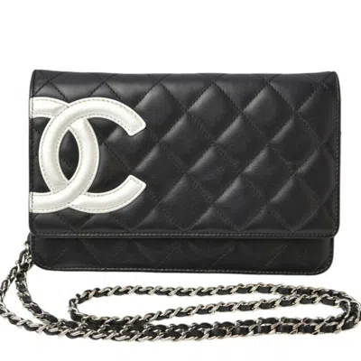 Pre-owned Chanel Black Leather Chain/shoulder Wallet ()